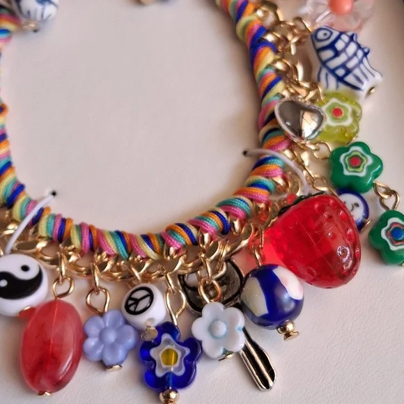 Multicolor Ceramic & Cubic Zirconia Charm Bracelet. NIB. Absolutely Gorgeous!!💜 - Picture 6 of 13